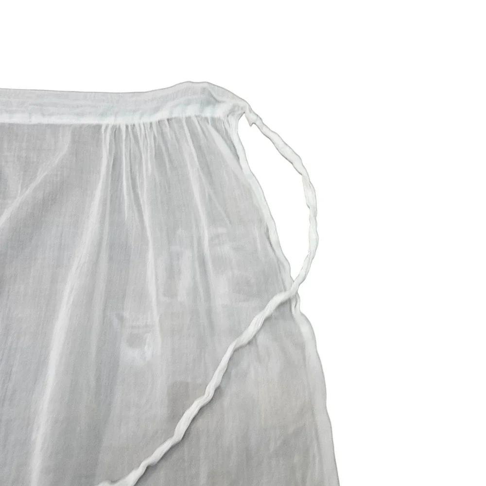 Vintage 60s 70s White Sheer Half‎ Apron Floral Patchwork Purple Flower Cottage